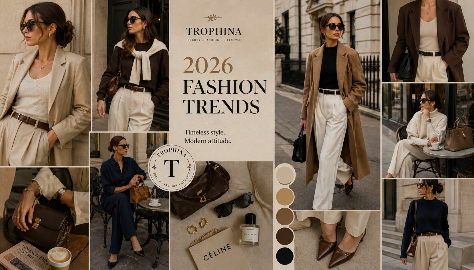 fashion trends 2026 women neutral outfits minimalist style beige tones elegant street fashion
