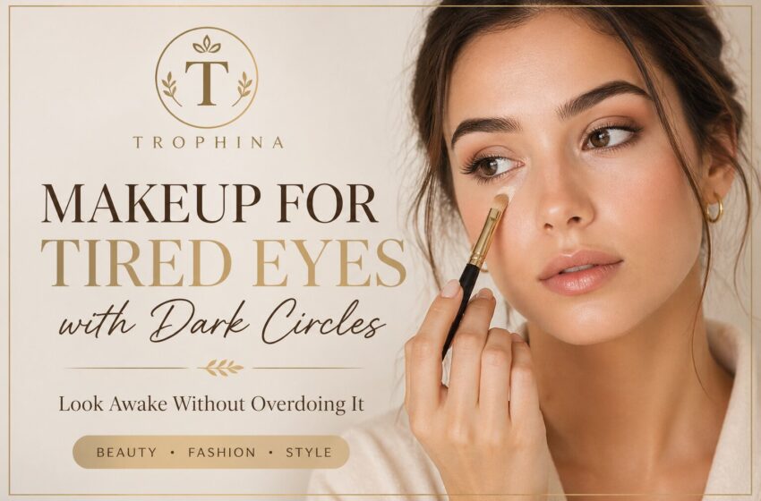 makeup for tired eyes with dark circles natural beauty soft glam woman applying concealer