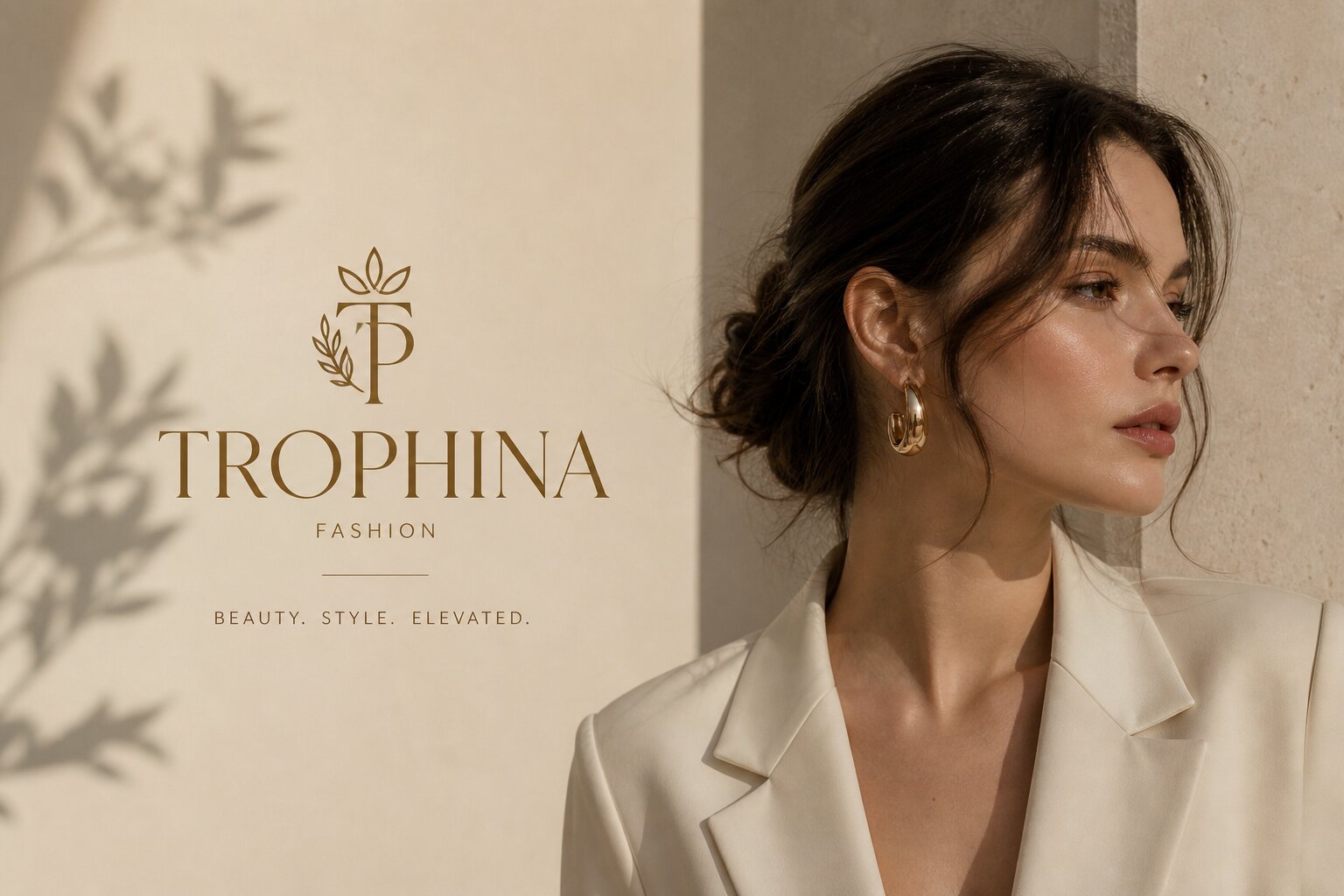 trophina editorial beauty fashion brand minimal luxury aesthetic model neutral tones