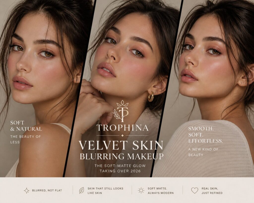 velvet skin makeup variations soft matte skin look 2026 natural beauty trophina